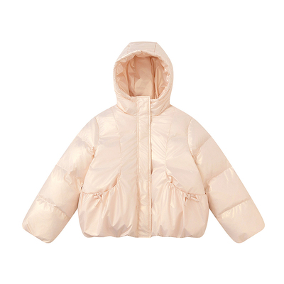 笛莎童装女童羽绒服冬季儿童女孩中大童连帽亮面加厚外套短款洋气