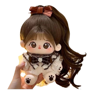 棉花娃娃假发高温丝单双马尾卷发假发套20cm厘米便宜抓夹多色现货