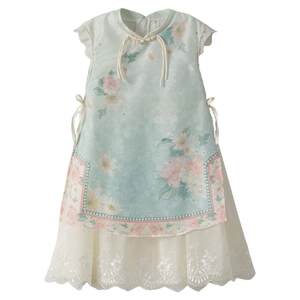 古月家童装汉服女童汉服夏季2025新款儿童中国风新中式古风旗袍裙女孩公主连衣裙