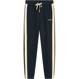 BM侧条纹裤子男美式高街运动休闲卫裤男2024新款秋冬潮牌束脚裤