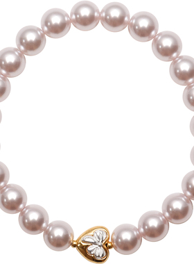 方糖家曼塔玫瑰色珍珠纯银手串