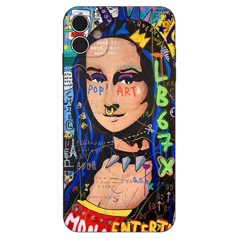 欧美街头潮流蒙娜丽莎适用iphone16全包14/12/13苹果15ProMax硅胶防摔手机壳华为OPPO小米VIVO安卓保护壳