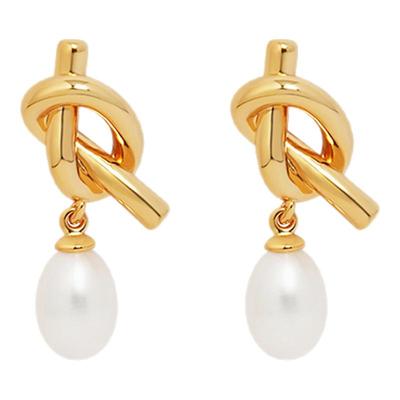 G/S法式天然珍珠耳环打结耳钉女