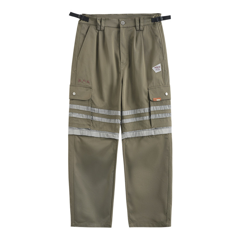 ONIARAI/鬼洗黑标石器时代暗纹拼布可拆式宽松工装裤男式 24A7401