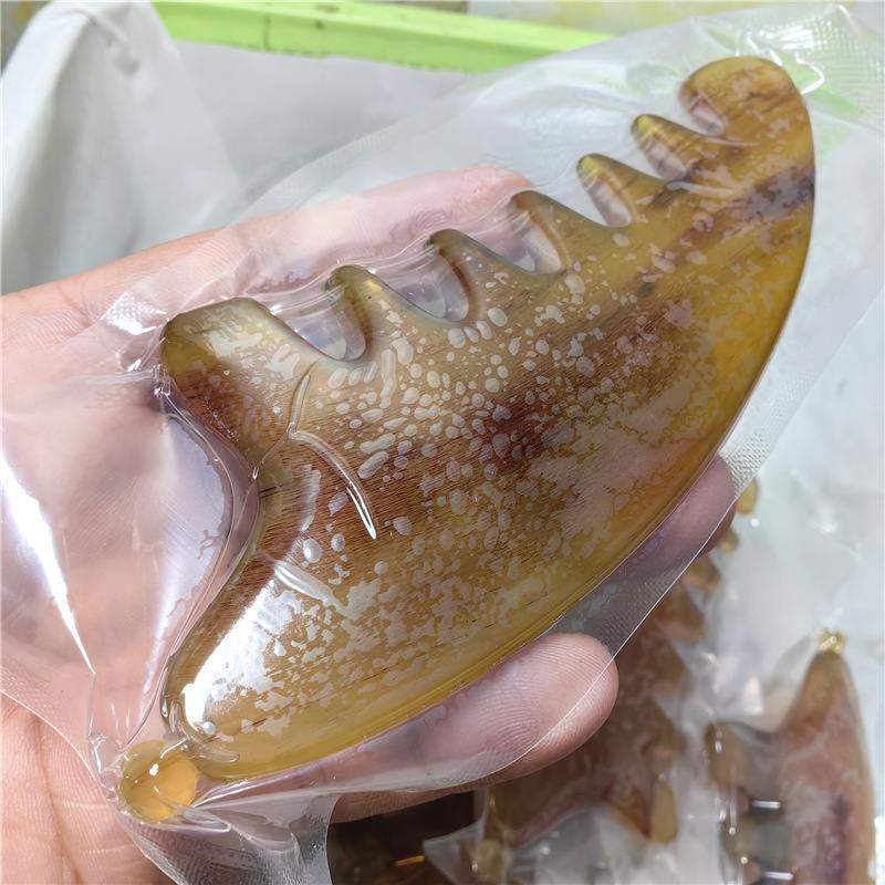 带圆珠按摩三角大齿齿小按摩家用粗刮痧庇瑕三角静电羊角梳刮痧无