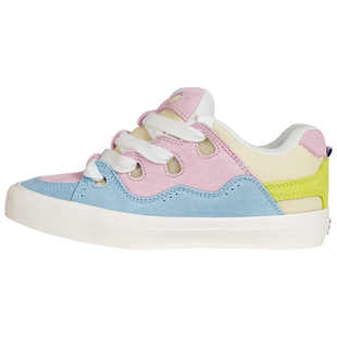 顽刻ollieskate面包鞋蓝粉黄撞色拼接BAKE复古男女国潮滑板鞋