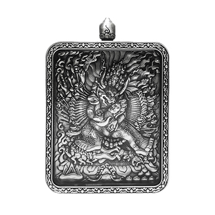 热贡手绘唐卡吊坠壳子C银足银壳银盒铜镀金外壳