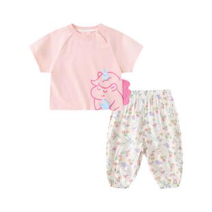 嘟嘟家女童套装夏季女宝短袖t恤夏款女生长裤儿童休闲裤宝宝裤子