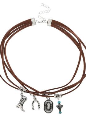 西部牛仔风项链靴子马蹄牛仔帽