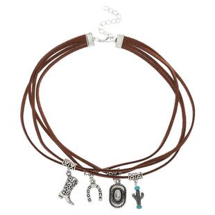 西部牛仔多层项链女ins风欧美复古靴子马蹄牛仔帽百搭颈链