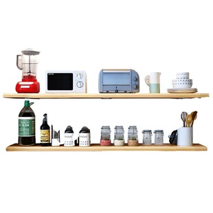 免打孔墙上置物架厨房隔板实木一字搁板墙壁书架壁挂墙面收纳架子