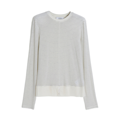 PLANITES天丝羊毛混纺条纹T恤