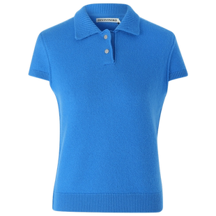 【美丽诺羊毛】IIIVIVINIKO春季新款polo领缩绒短袖修身毛衣女