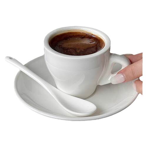 白色意式浓缩杯espresso小杯简约欧式咖啡杯子陶瓷杯杯碟套装80ml