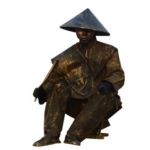 真人活雕塑铜人活体雕塑服装行为艺术老北京古铜人服装衣服演出服