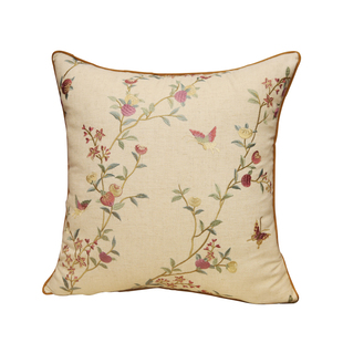 新款中式花鸟奢华棉麻高档刺绣花沙发大抱枕含芯床头靠垫枕套定制