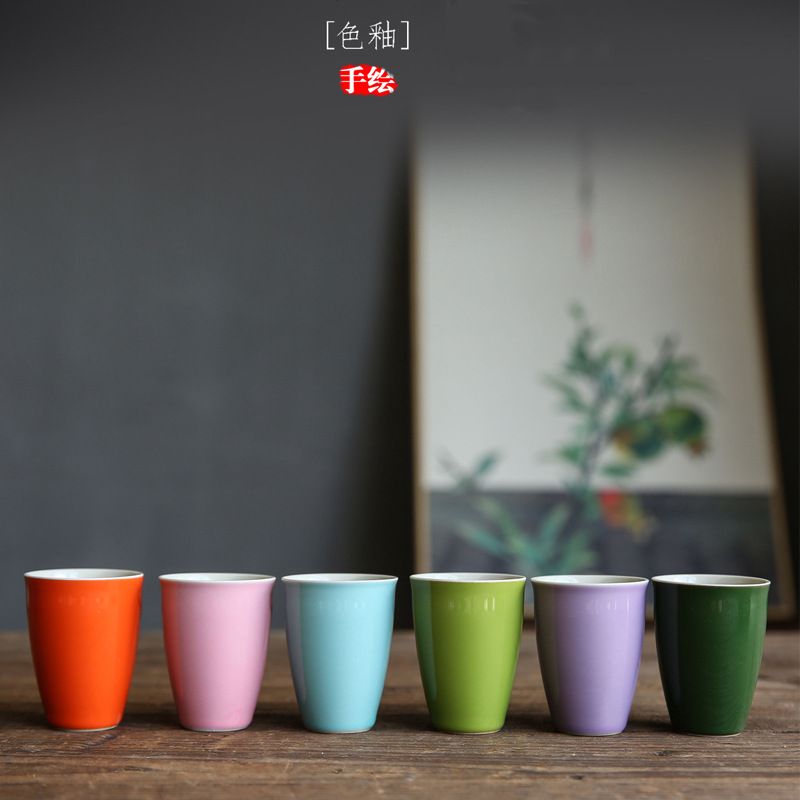 日式釉下彩手绘小茶室功夫杯闻色釉香陶瓷个人茶杯主人家用杯杯