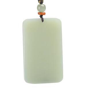 印象眸和田玉吊坠平安无事牌男女款项链油润正品玉石玉坠玉牌挂件