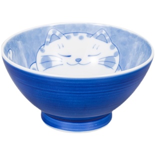 日本进口美浓烧吃米饭碗面碗家用招财猫咪釉下彩日式陶瓷餐具套装