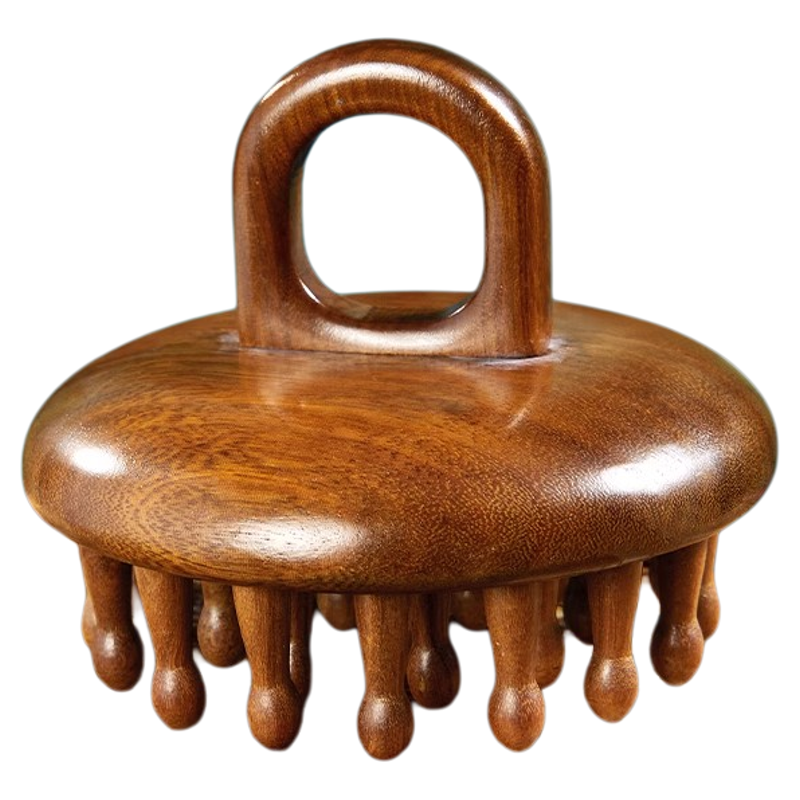 指环按摩檀木梳子天然圆盘头皮头部经络疏通毛囊养发神器头疗工具