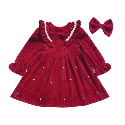 女童冬季连衣裙新款女孩拜年服