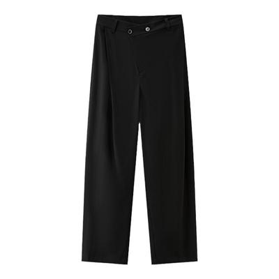 斜门襟阔腿裤垂感舒适