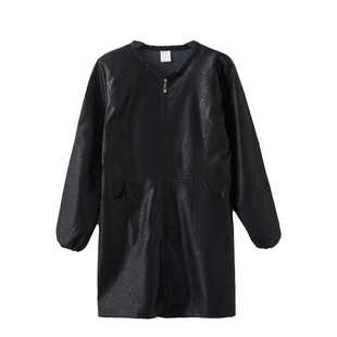 成人罩衣pu皮防水防油大人长款男士围裙时尚外套秋冬季工作服洋气