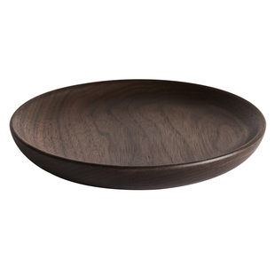 梵瀚 黑胡桃木木盘零食糕点寿司水果小吃碟日式木质圆形小盘子