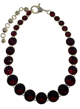 欧美复古高档宝石项链铜镀金