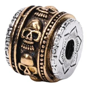 藏银可转动双色桶珠 隔珠文玩配饰腰珠顶珠背云项链diy手工桶圆珠