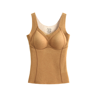 芬腾保暖背心女内穿带胸垫一体秋冬季新款内衣内搭女款打底衫上衣