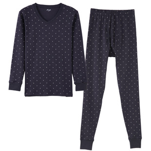 顶呱呱顶瓜瓜保暖内衣青年全棉中厚男士秋衣秋裤纯棉套装棉毛衫