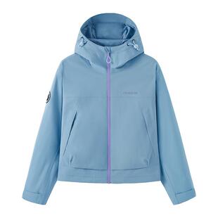 企鹅户外短款冲锋衣女款春夏防水防风小个子蓝色薄款外套登山服