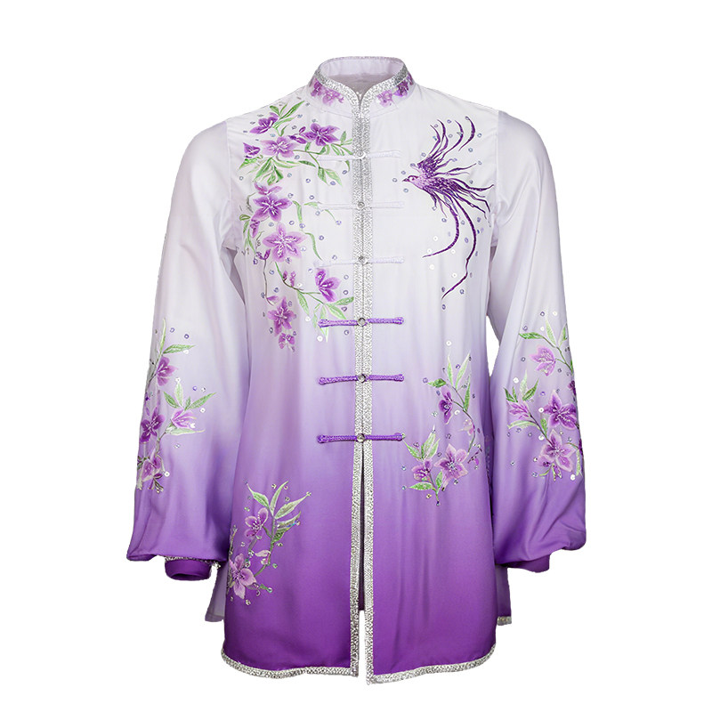 大业亨通渐变真丝太极服刺绣新款