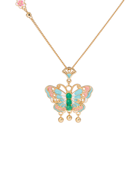 珐琅彩蝴蝶吊坠项链S925银