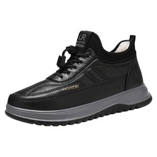 2025冬季加绒加厚爸爸棉鞋一脚蹬防滑运动休闲户外鞋男保暖防水