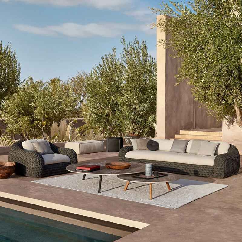 户外藤编沙发酒店客厅露天家具防水休闲民宿别墅室外藤椅防晒庭院