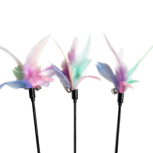 猫咪玩具大长杆逗猫棒耐咬羽毛逗猫棒羽毛铃铛赛级逗猫棒