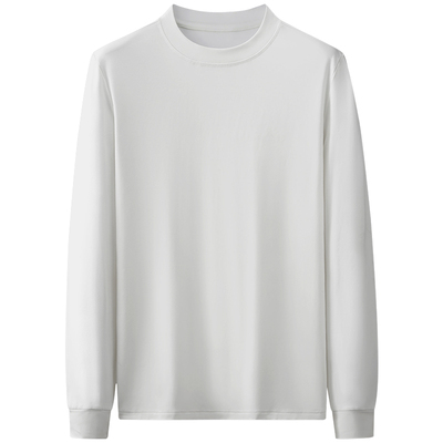 长绒棉长袖简约青年亲肤T恤高端