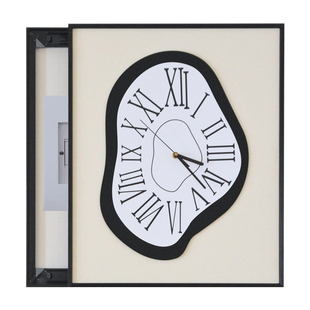 电表箱装饰画带钟表达利异形复古时钟电箱遮挡挂钟静音玄关挂画