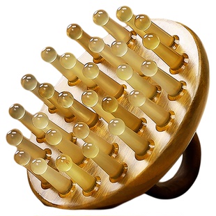 牛角按摩梳子头部头皮经络疏通神器指环脱发天然正品绿檀木头疗防