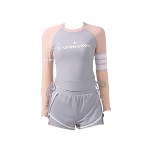 泳衣分体女游泳馆专用初学者平角运动游泳衣海边度假长袖防晒泳装