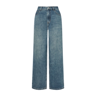 POLOWALK女式牛仔裤2025秋冬裤新品经典直筒显瘦女装宽松长裤子