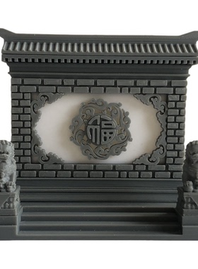 祥云寿字传统仿古照壁微缩建筑仿古拼装造景水陆缸拼装树脂摆件