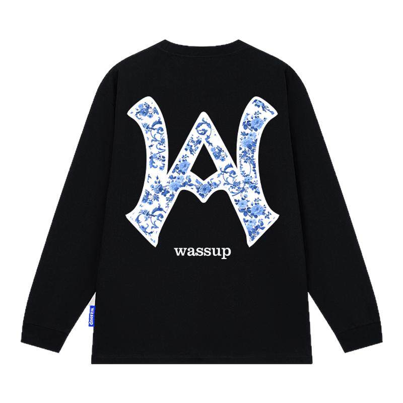 【WASSUP青花瓷】美式长袖T恤男