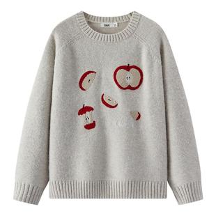 商场同款|森马毛衣女冬宽松插肩袖苹果2025新款设计感慵懒套头衫