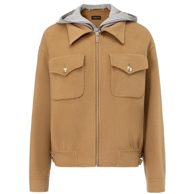 仿佛连帽短款毛呢外套女