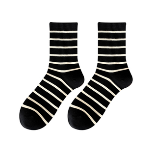 潇潇玲珑阁美拉德条纹袜子女秋冬季纯棉中筒袜日系ins潮堆堆长袜