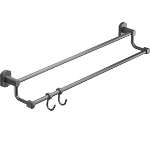 黄铜毛巾架双杆免打孔卫生间浴巾架浴室置物架轻奢毛巾杆单杆带钩