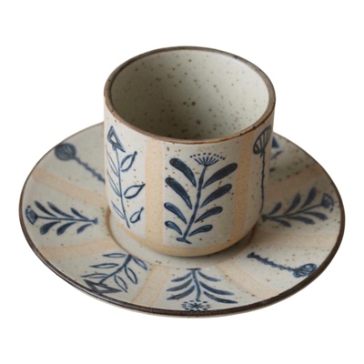 手作百草花系列粗陶青花餐具